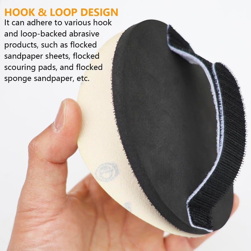 BAIDOON 5" Hook and Loop Pad for Hook & Loop Grip Abrasive Discs, Round Multi-Use Hand Sanding Pad, Hand Sanding Holder, Sandpaper Pads - Image 4